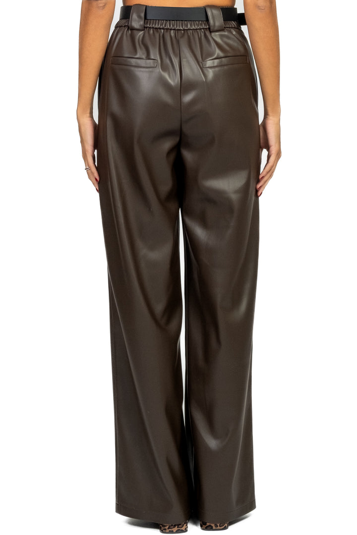 Tensione In - Pantalone palazzo ecopelle con cintura Art. 26P1054
