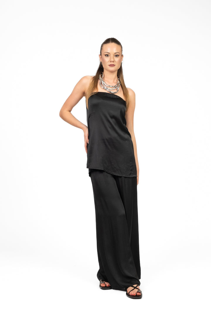 Tensione In - Completo in satin top a fascia e pantalone Art. 00052