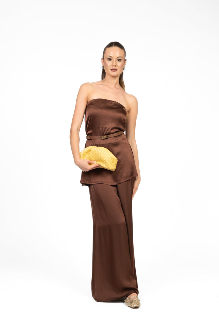 Tensione In - Completo in satin top a fascia e pantalone Art. 00052
