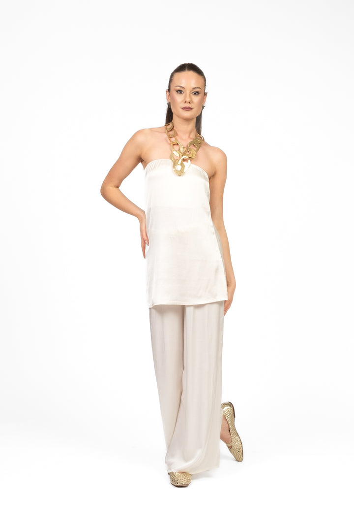Tensione In - Completo in satin top a fascia e pantalone Art. 00052