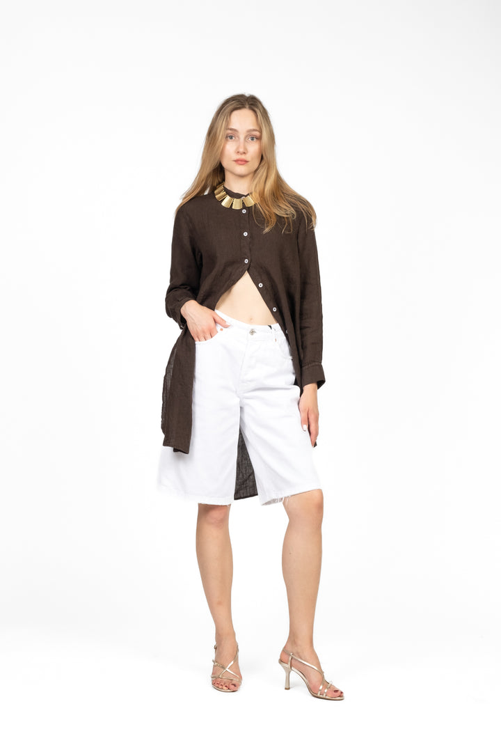 Tensione In - Camicia lino collo coreano Art. C6971-T117-SWBAS