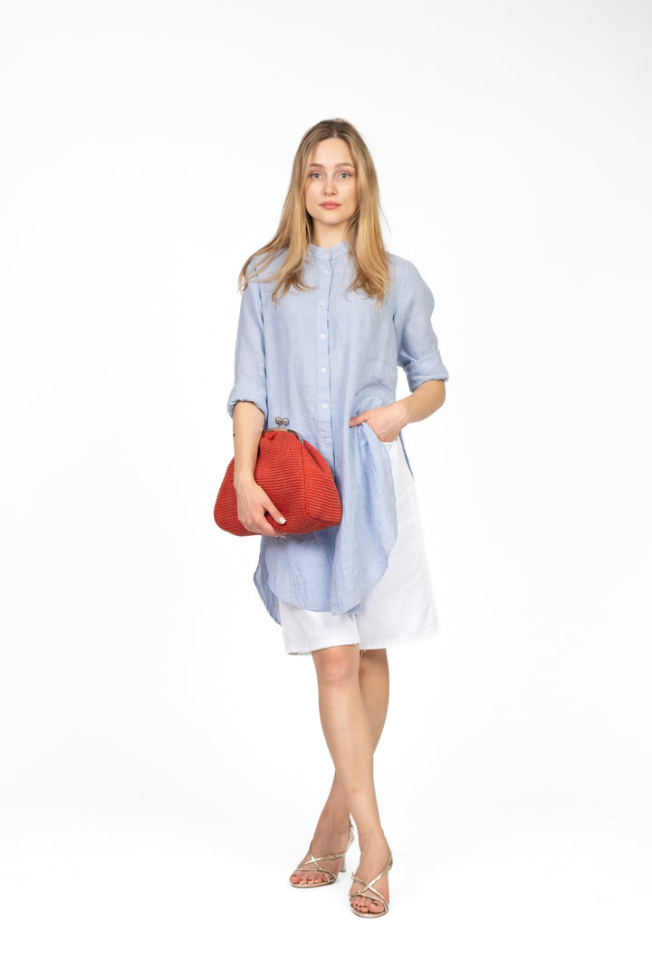 Tensione In - Camicia lino collo coreano Art. C6971-T117-SWBAS
