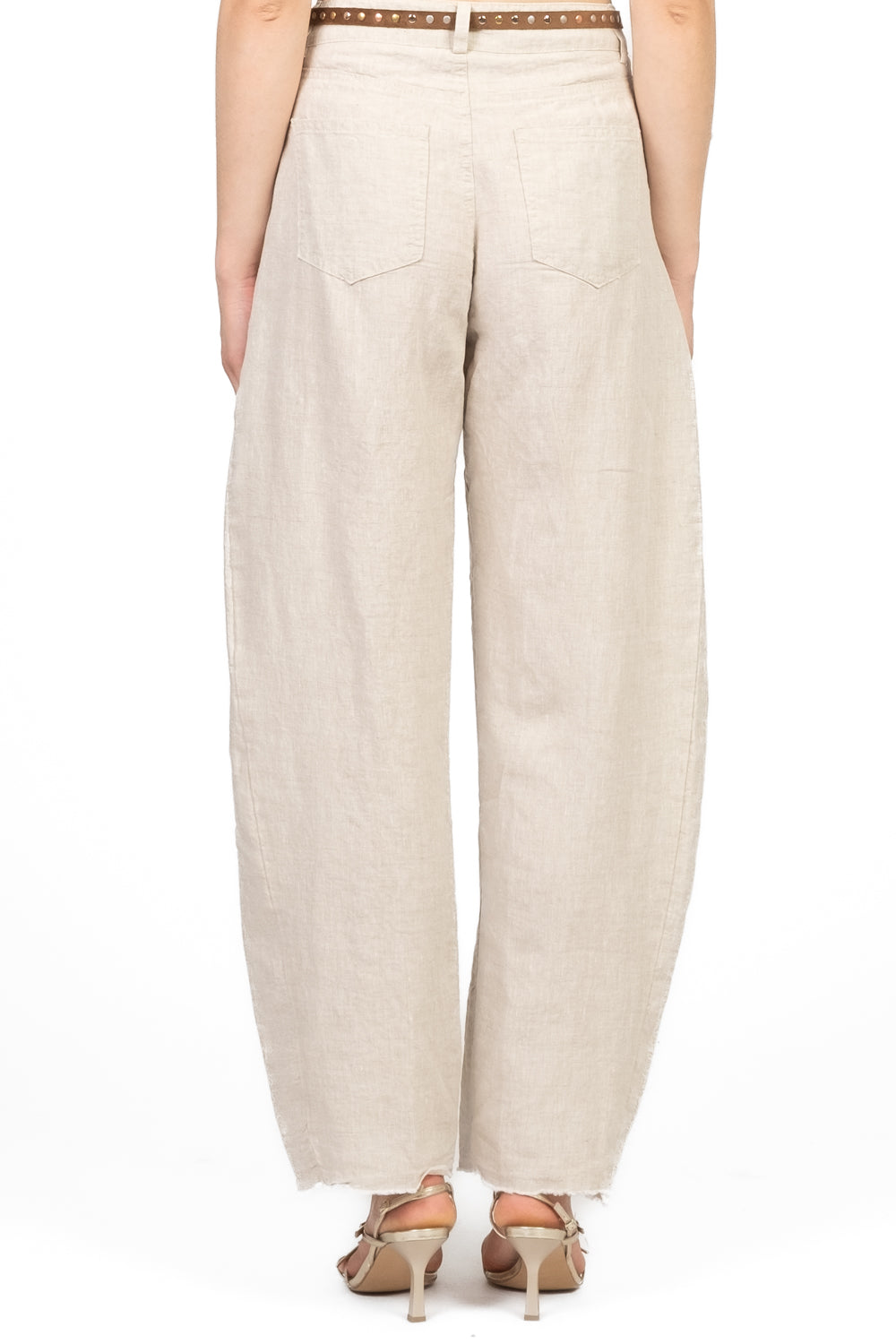 Tensione In - Pantalone barrel con cintura in lino Art. S25PE66