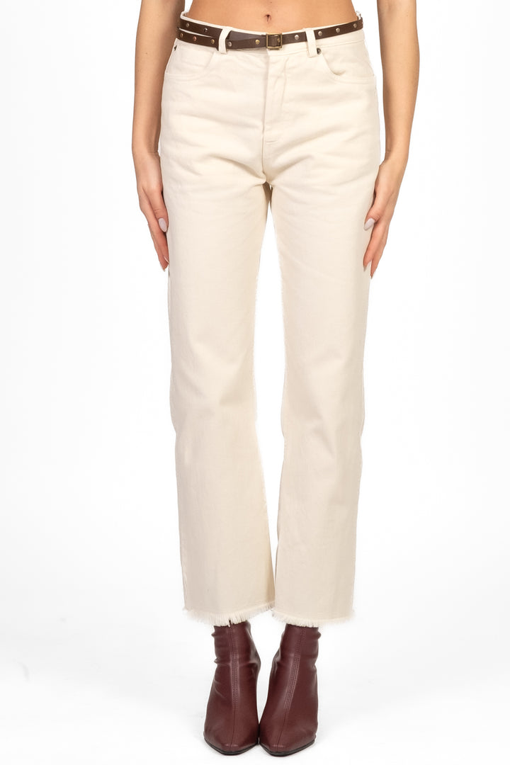 Tensione In - Jeans crop sfrangiato con cintura Art. W25P370