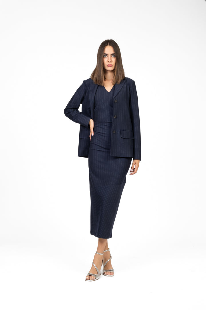 MM MaxMara - Abito giromanica gessato NEWPORT Art. 2526626047