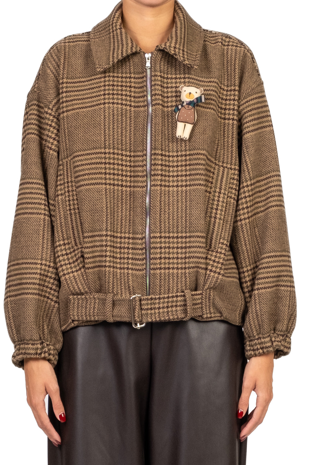 Dixie - Bomber pied de poule con spilla Art. V648Y048