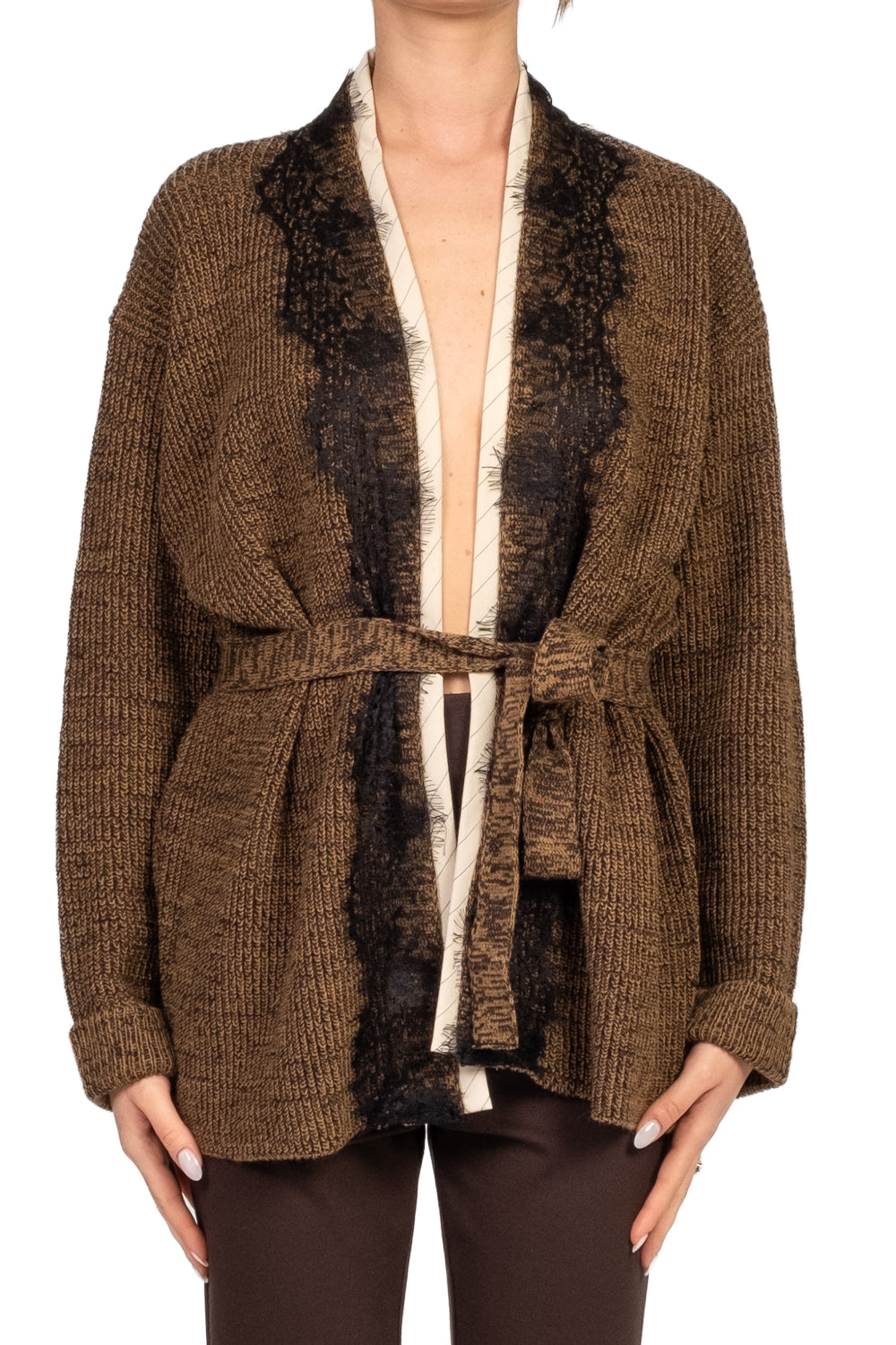 Vicolo - Cardigan aperto intarsi pizzo Art. 77302F