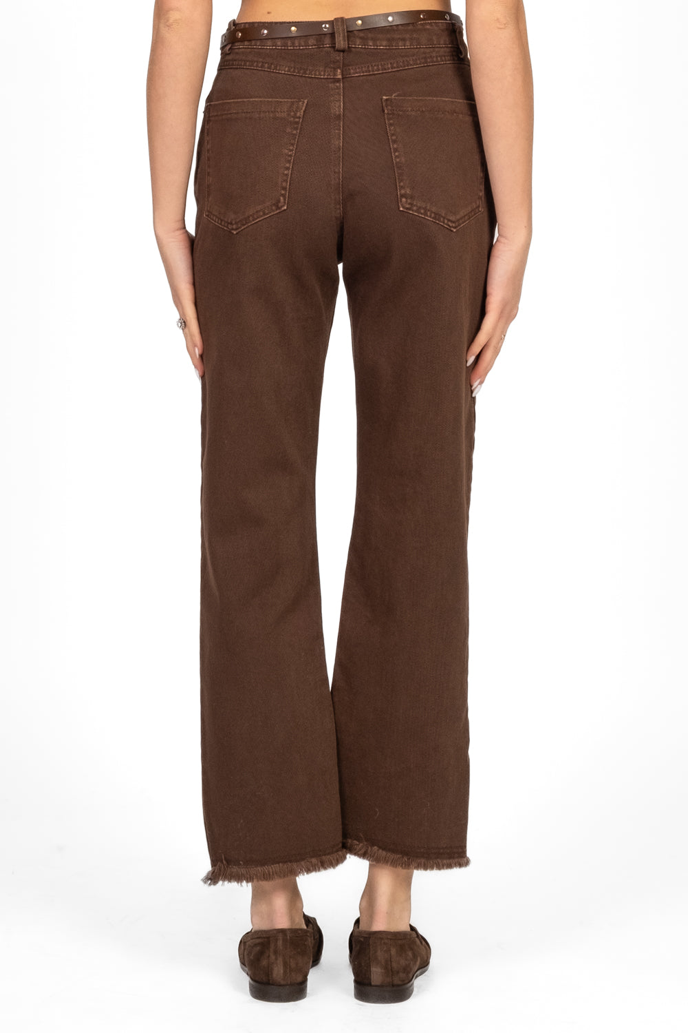 Tensione In - Jeans crop sfrangiato con cintura Art. W25P370