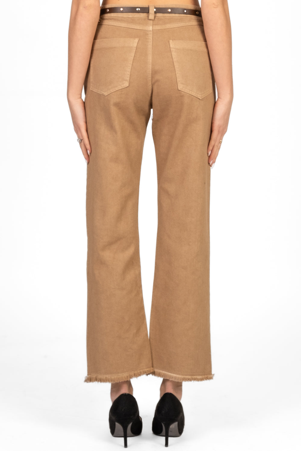 Tensione In - Jeans crop sfrangiato con cintura Art. W25P370