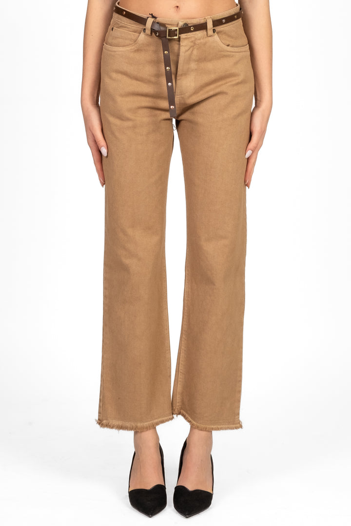 Tensione In - Jeans crop sfrangiato con cintura Art. W25P370