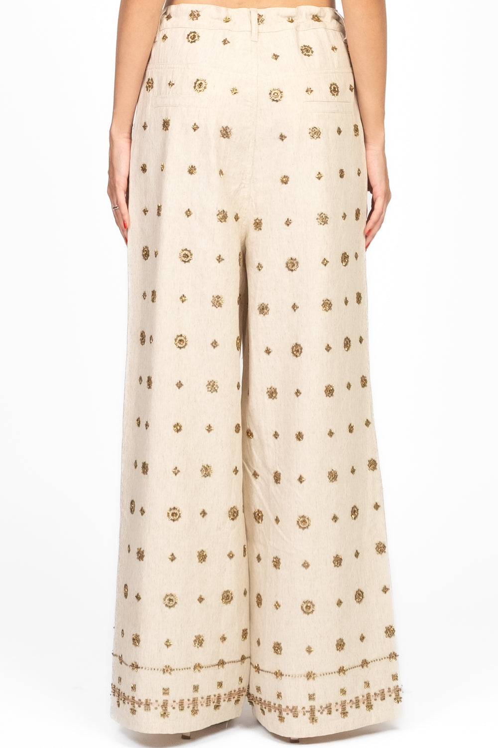 Vicolo - Pantalone misto lino con applicazioni Art. DD5423