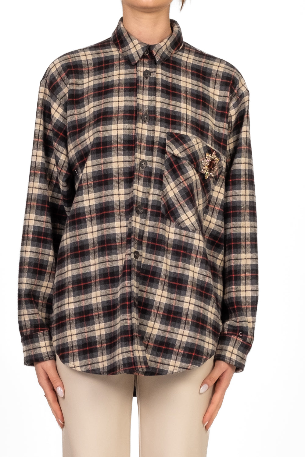 Tensione In - Camicia check con spilla Art. W25C956