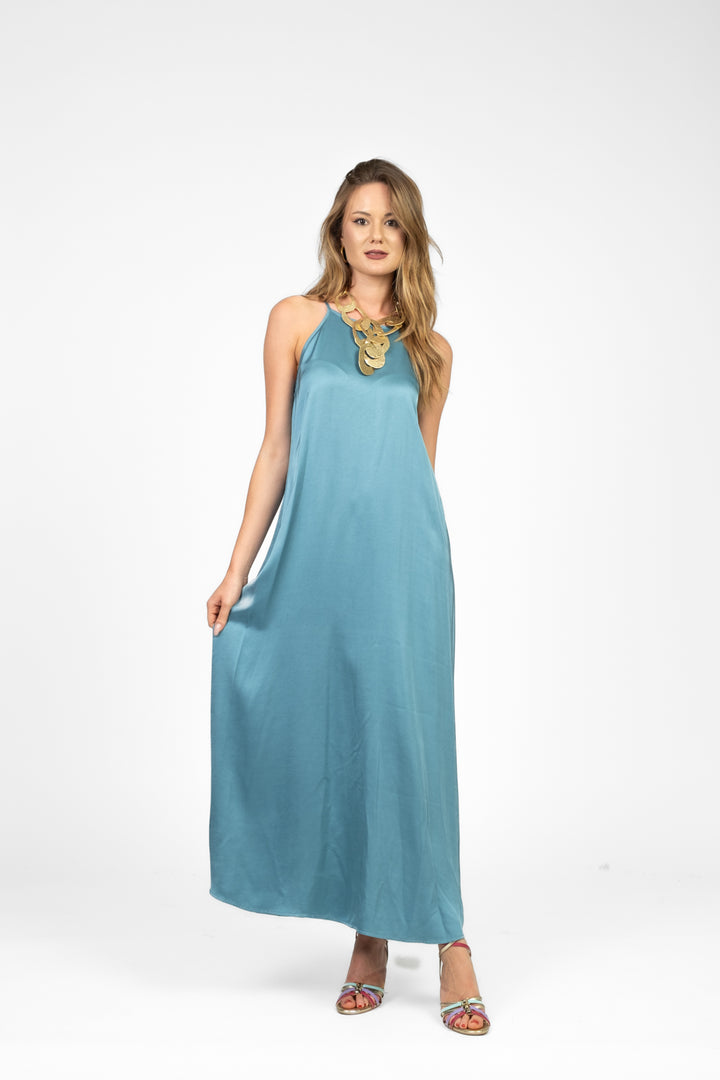 Vicolo - Abito satin scollo vogatore Art. TD2445