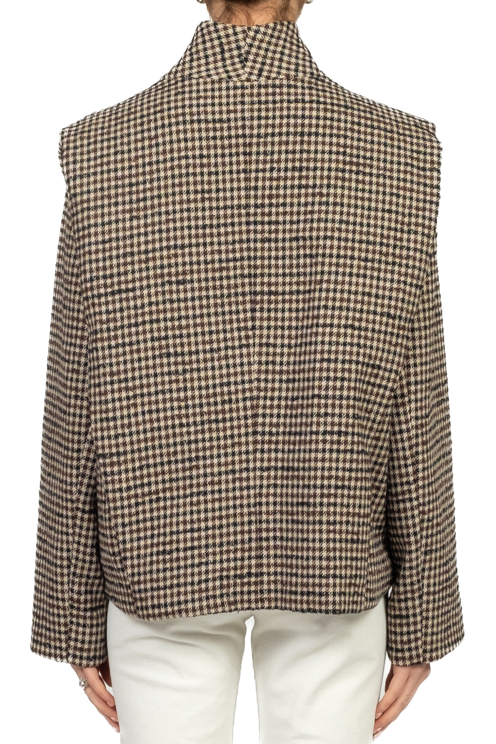 Tensione In - Giacca cappotto pied de poule con spalline Art. W25JA66