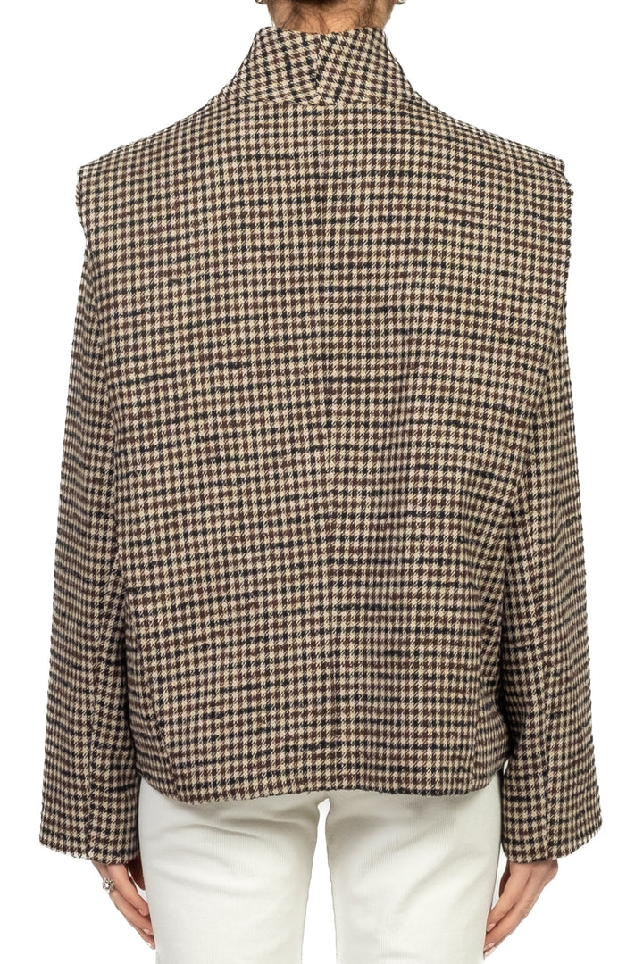 Tensione In - Giacca cappotto pied de poule con spalline Art. W25JA66