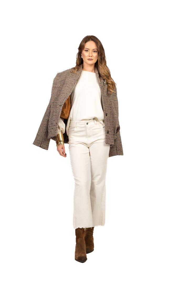 Tensione In - Giacca cappotto pied de poule con spalline Art. W25JA66