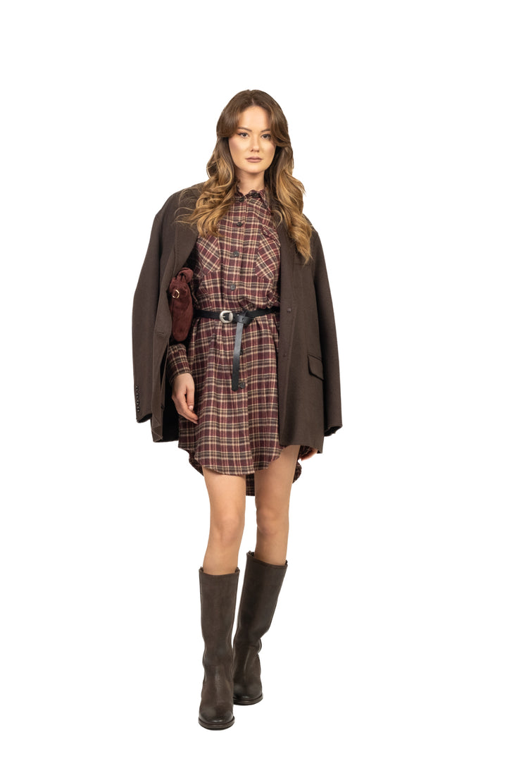 Tensione In - Abito flanella check con cintura Art. 26V1341