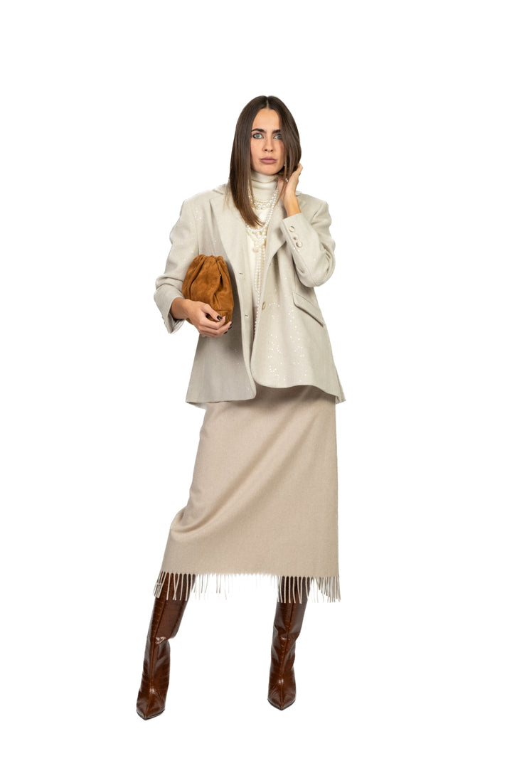 Tensione In - Gonna misto lana con frange Art. VX1237