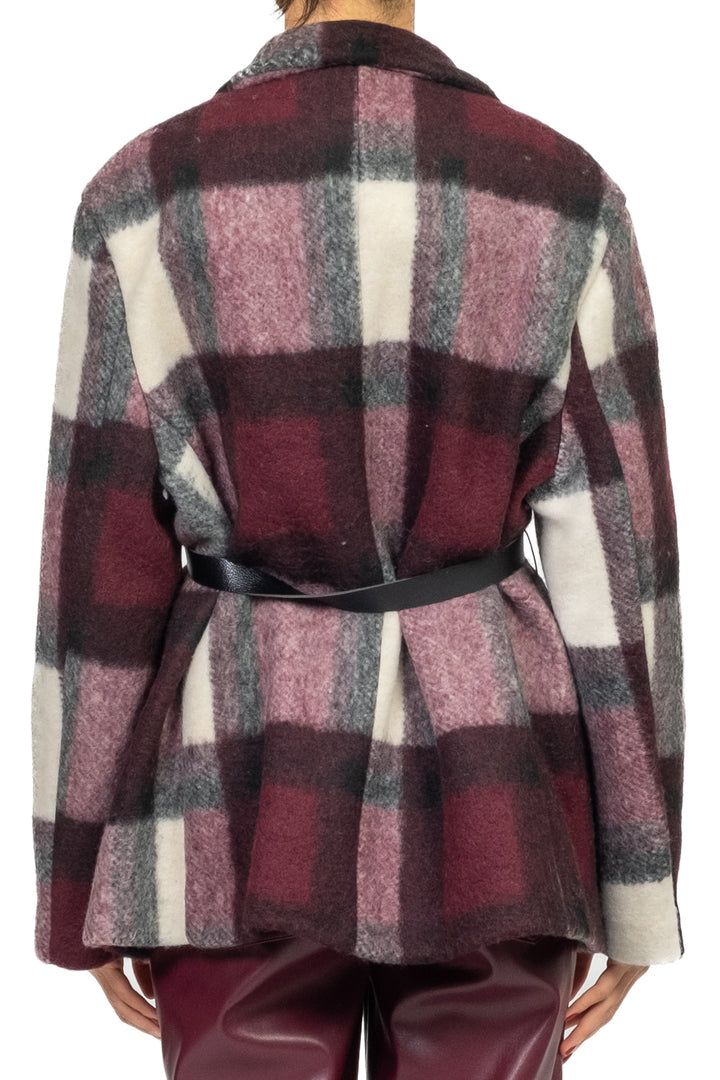 Vicolo - Giacca cappotto quadri con cintura Art. TF1906