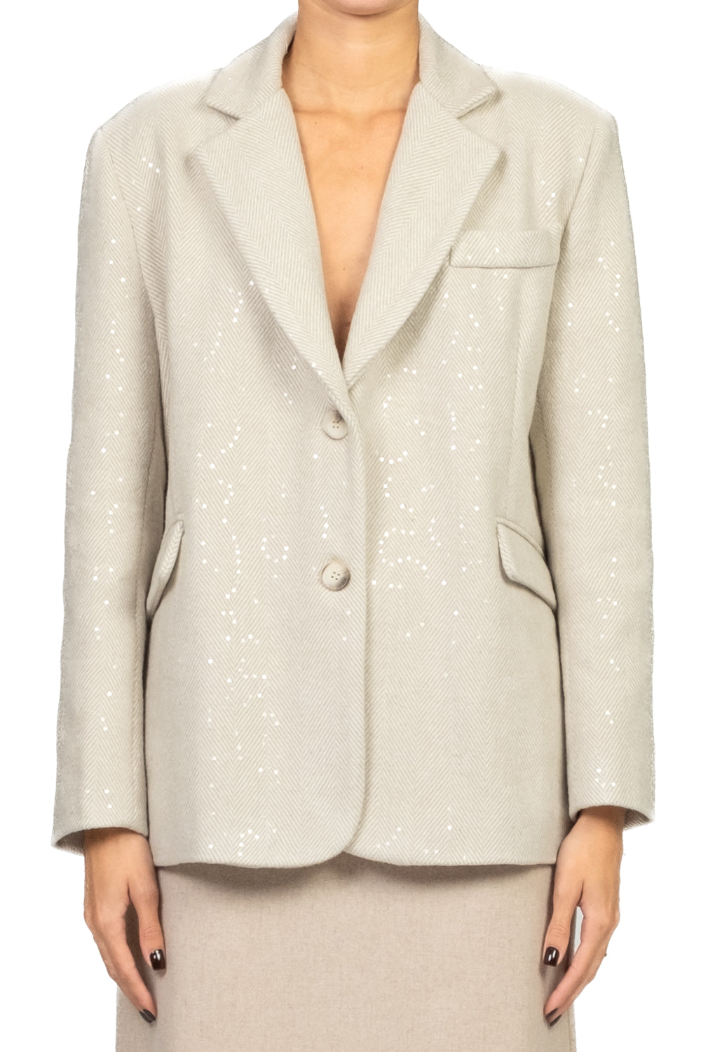 Tensione In - Giacca over spigata con paillettes Art. 26B1440