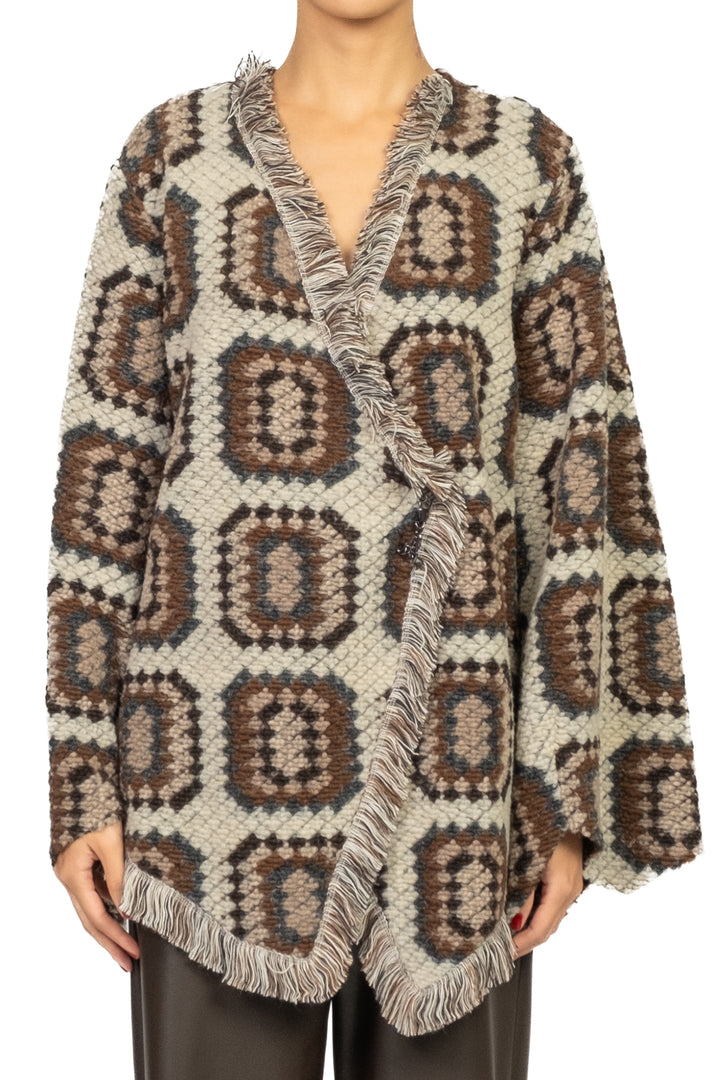 Vicolo - Caban sfrangiato fantasia Art. TF1981