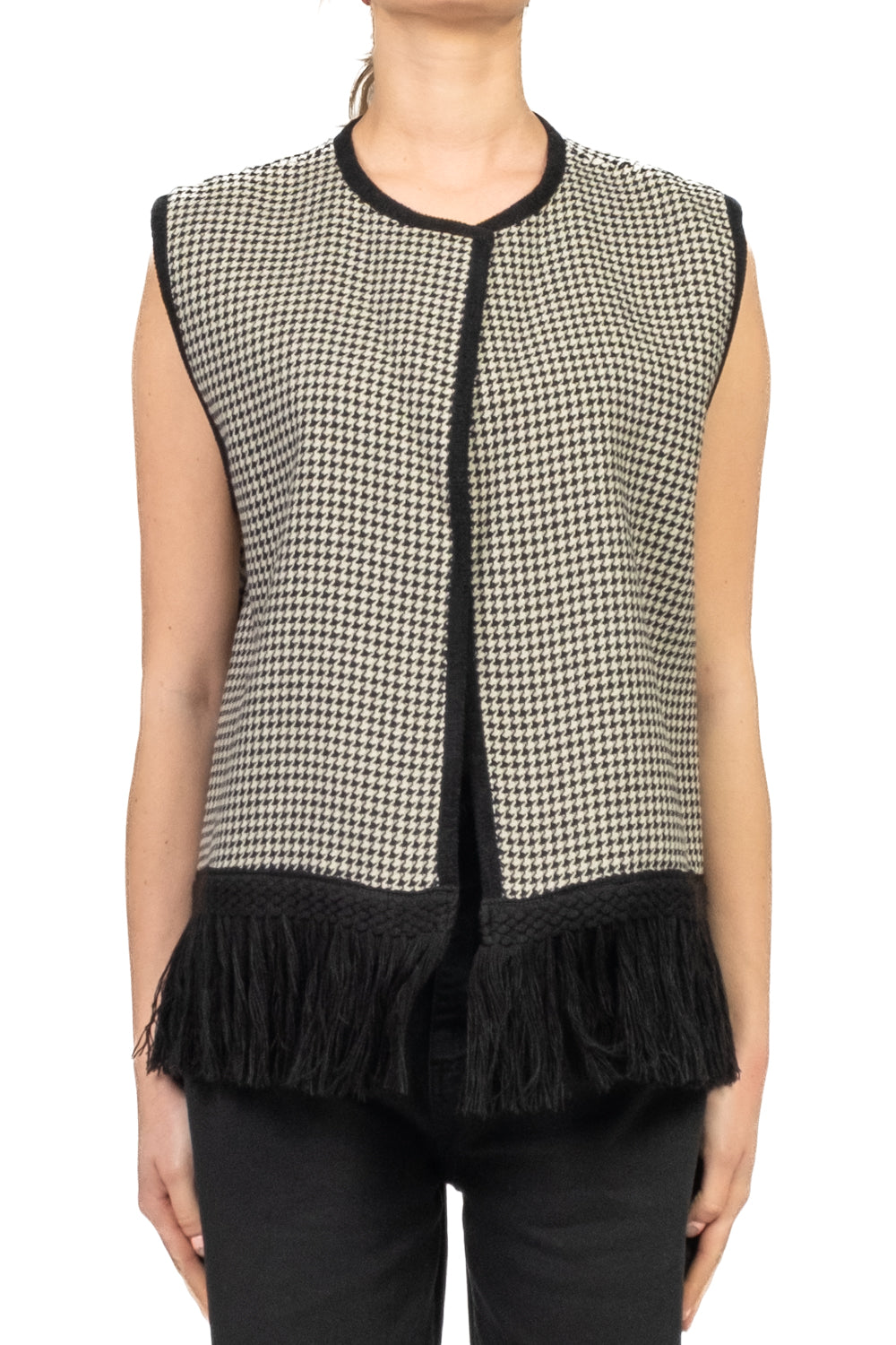 Tensione In - Gilet pied de poule con frange Art. 38023