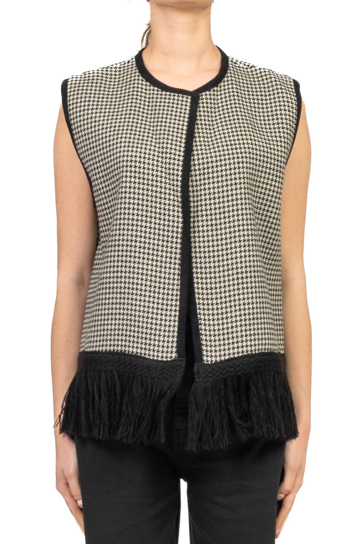 Tensione In - Gilet pied de poule con frange Art. 38023