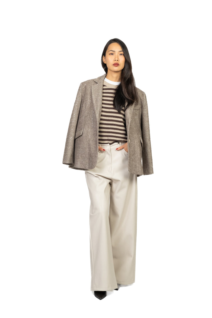 Tensione In - Pantalone ecopelle palazzo con tasconi Art. 224155-25