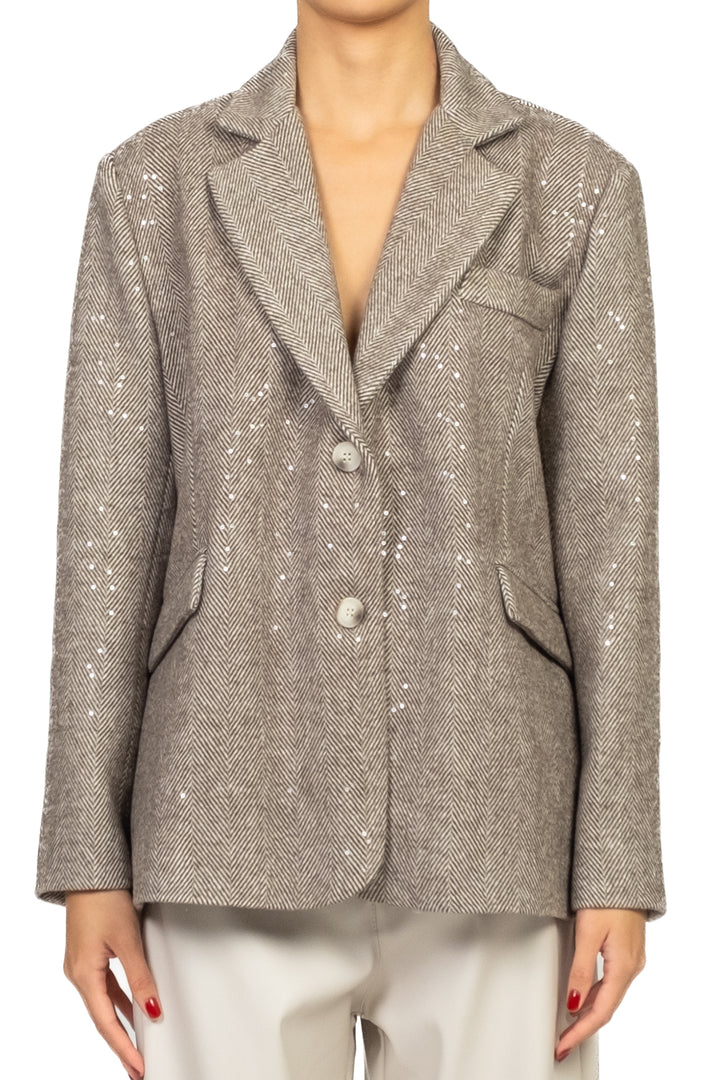 Tensione In - Giacca over spigata con paillettes Art. 26B1440