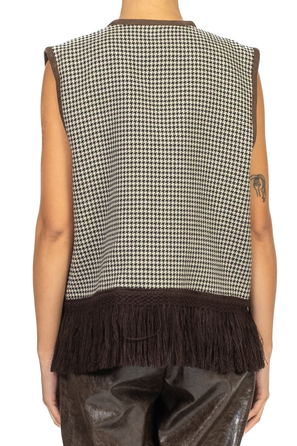 Tensione In - Gilet pied de poule con frange Art. 38023