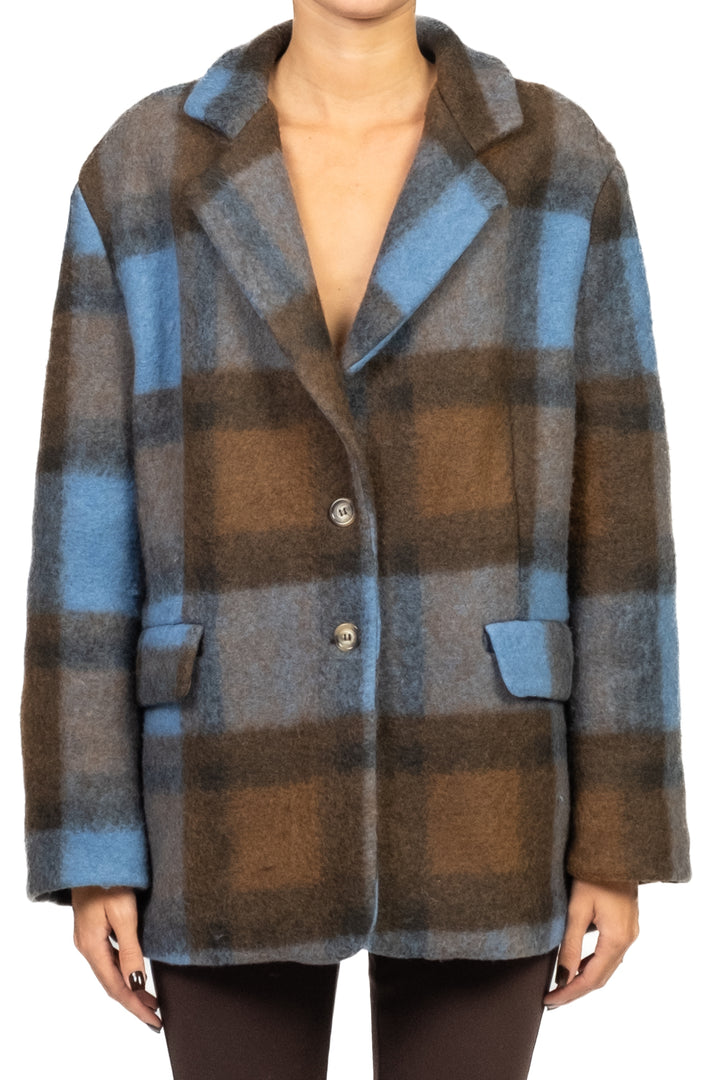 Vicolo - Giacca cappotto quadri con cintura Art. TF1906