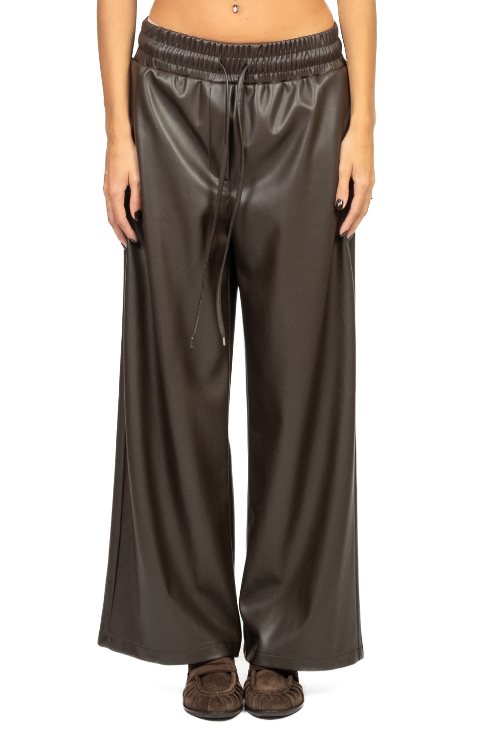 Tensione In - Pantalone ecopelle palazzo con coulisse Art. 26P1429