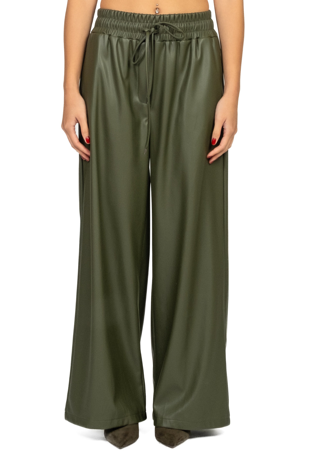 Tensione In - Pantalone ecopelle palazzo con coulisse Art. 26P1429