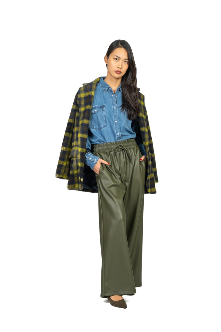 Tensione In - Pantalone ecopelle palazzo con coulisse Art. 26P1429