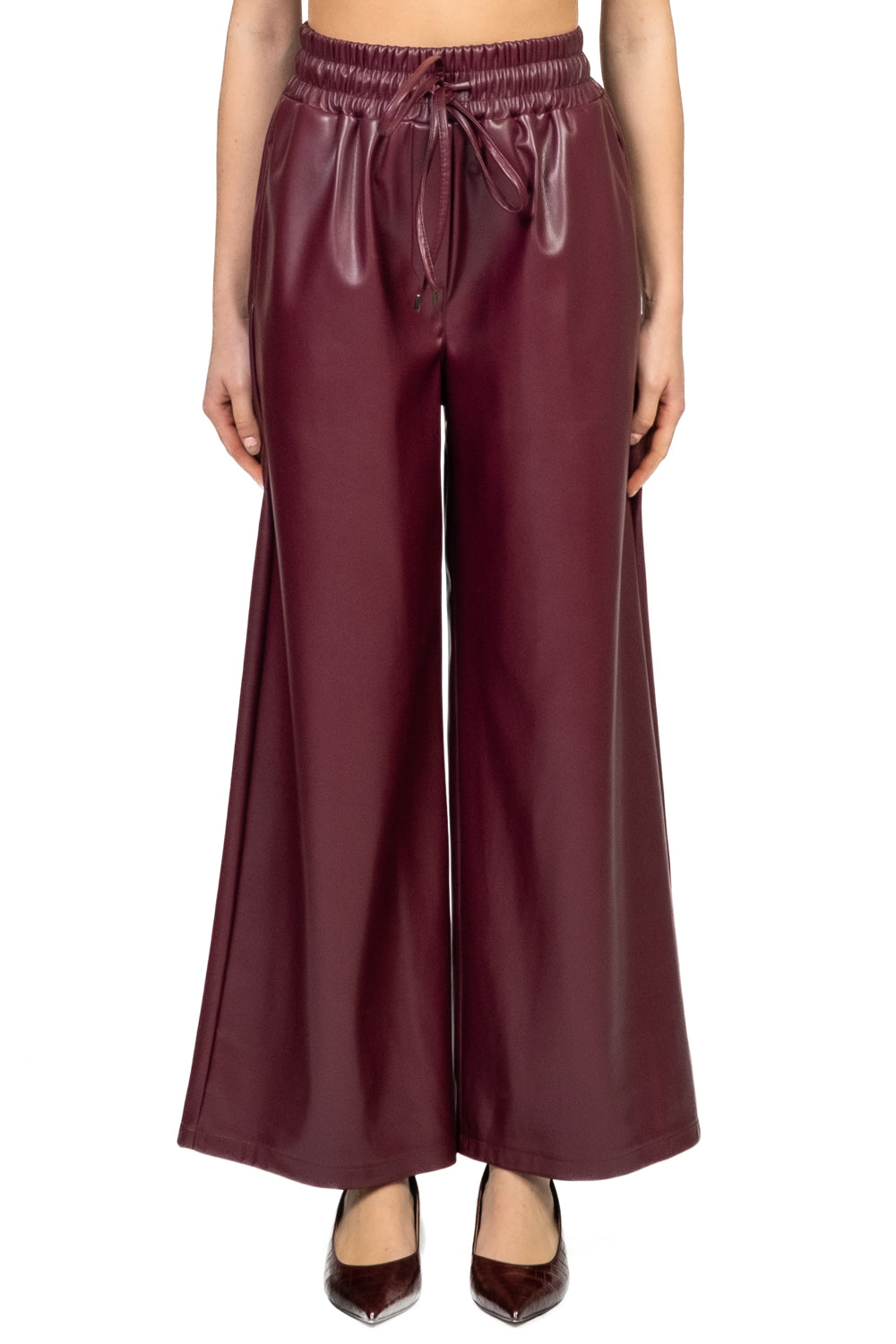 Tensione In - Pantalone ecopelle palazzo con coulisse Art. 26P1429