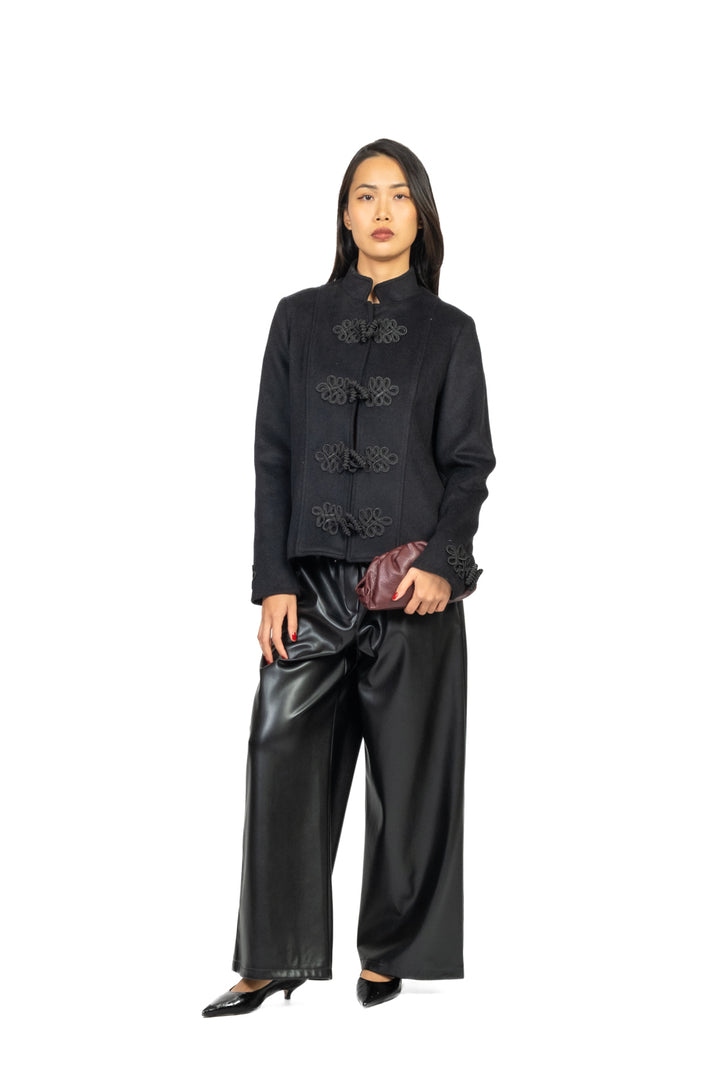 Tensione In - Pantalone ecopelle palazzo con coulisse Art. 26P1429