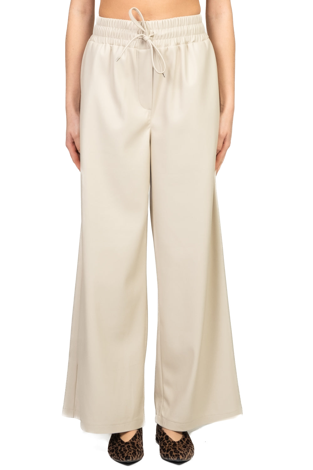 Tensione In - Pantalone ecopelle palazzo con coulisse Art. 26P1429