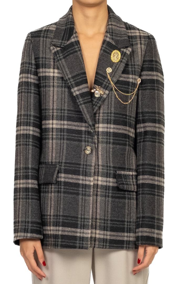 Vicolo - Giacca check con spille Art. TF1988