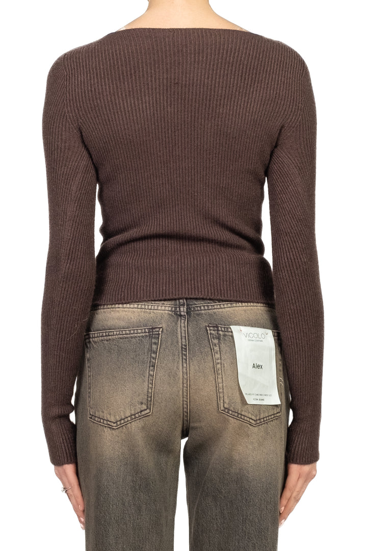 Vicolo - Maglia costine scollo tondo Art. 77316F