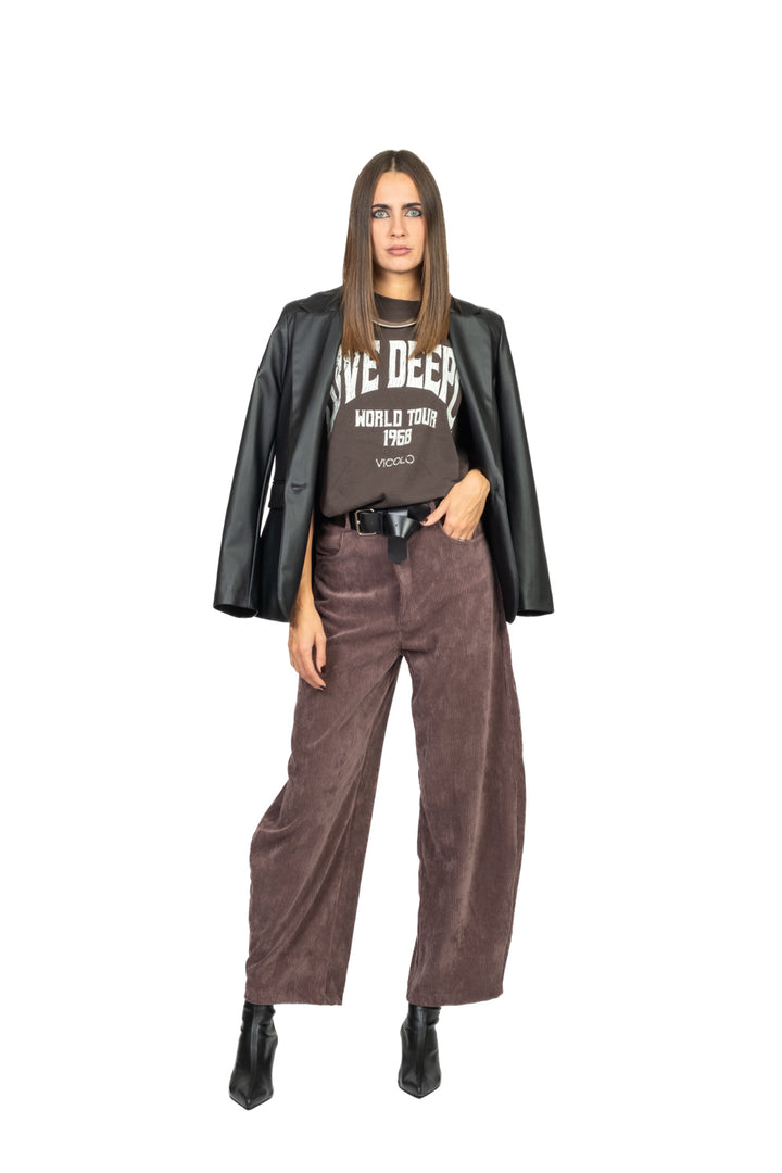 Vicolo - Pantalone barrel velluto a coste Art. TF2015