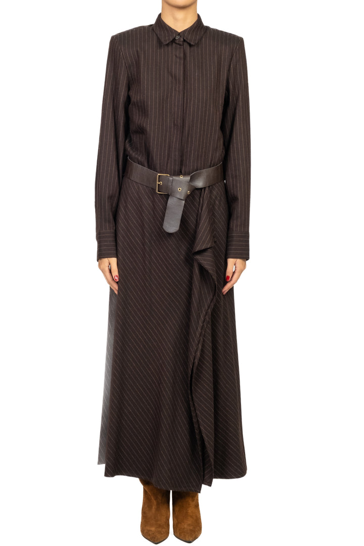 Tensione In - Abito chemisier gessato con cintura Art. W25AA57