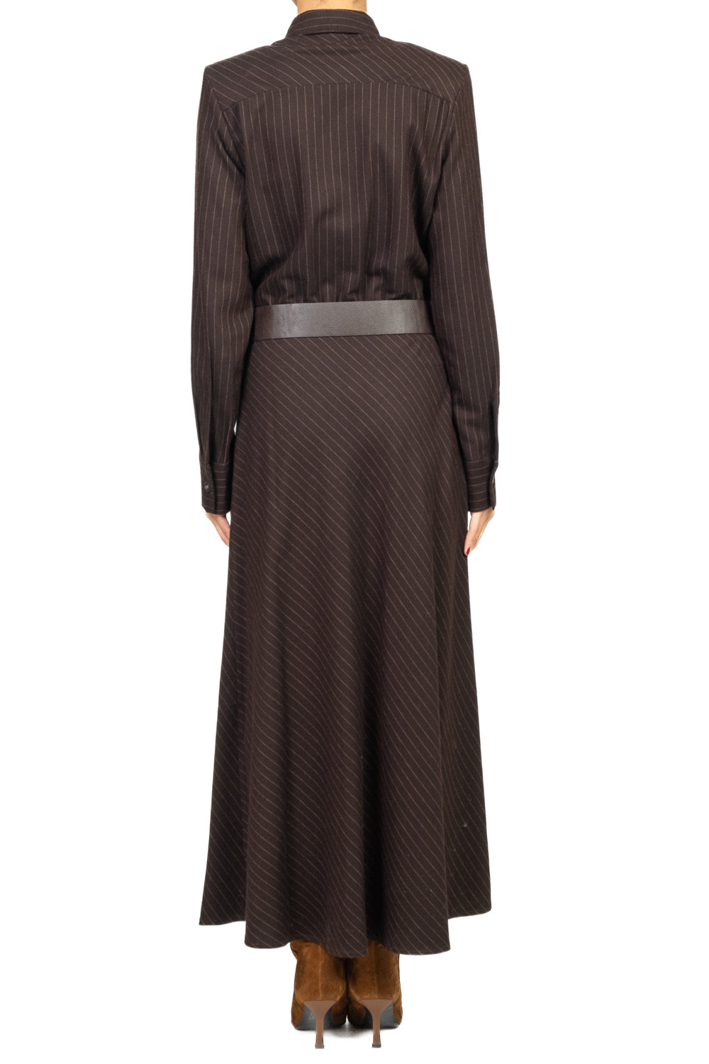 Tensione In - Abito chemisier gessato con cintura Art. W25AA57