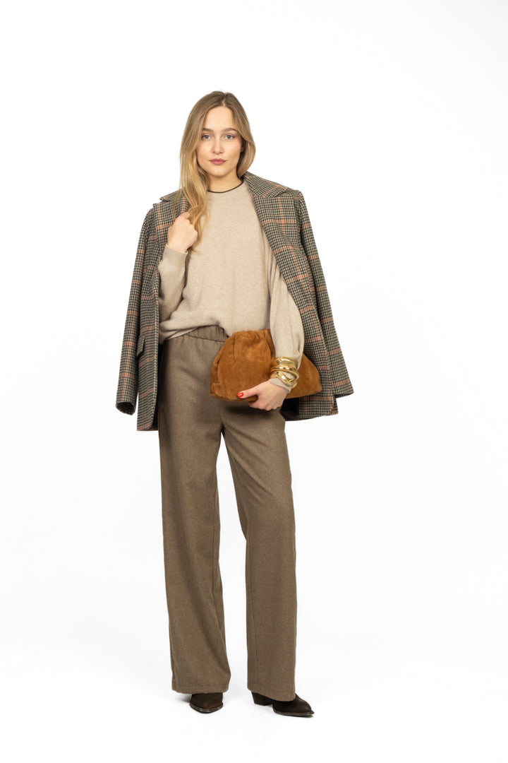 Vicolo - Pantalone palazzo flanella con elastico Art. TF1999