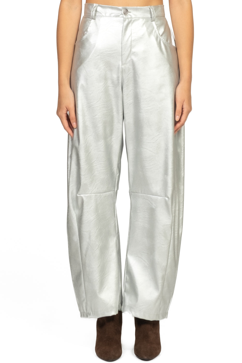 Vicolo - Pantalone barrel ecopelle laminato Art. TF2050