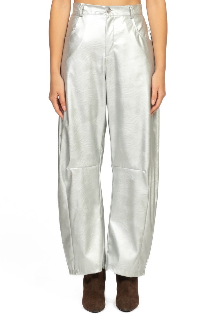 Vicolo - Pantalone barrel ecopelle laminato Art. TF2050