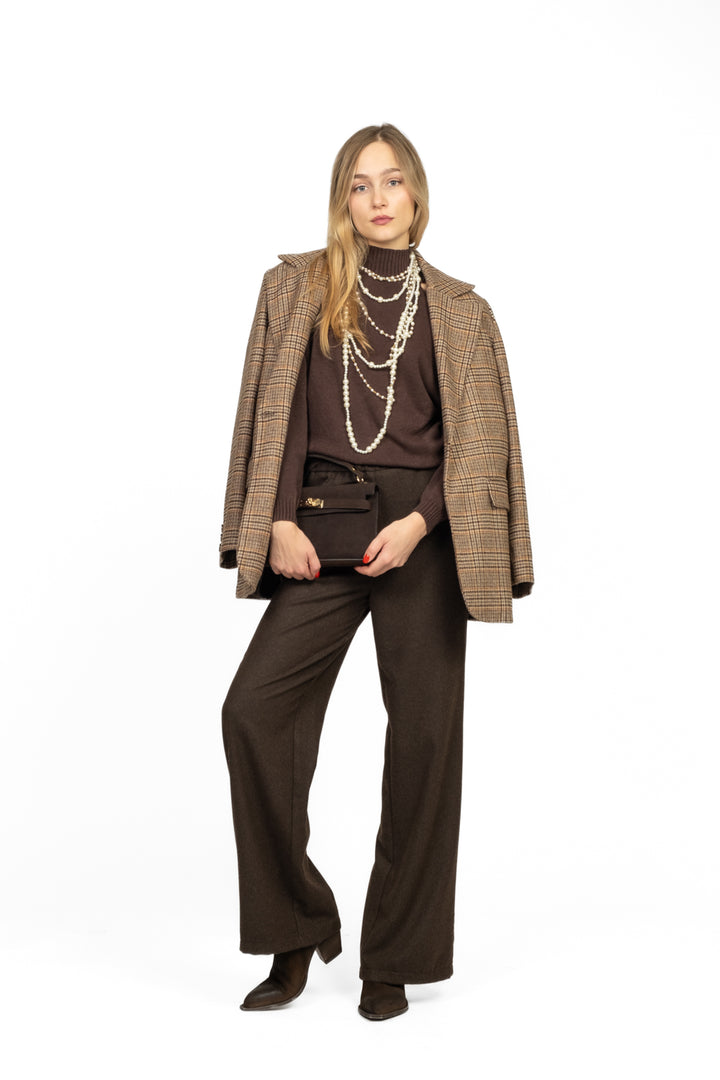 Vicolo - Pantalone palazzo flanella con elastico Art. TF1999