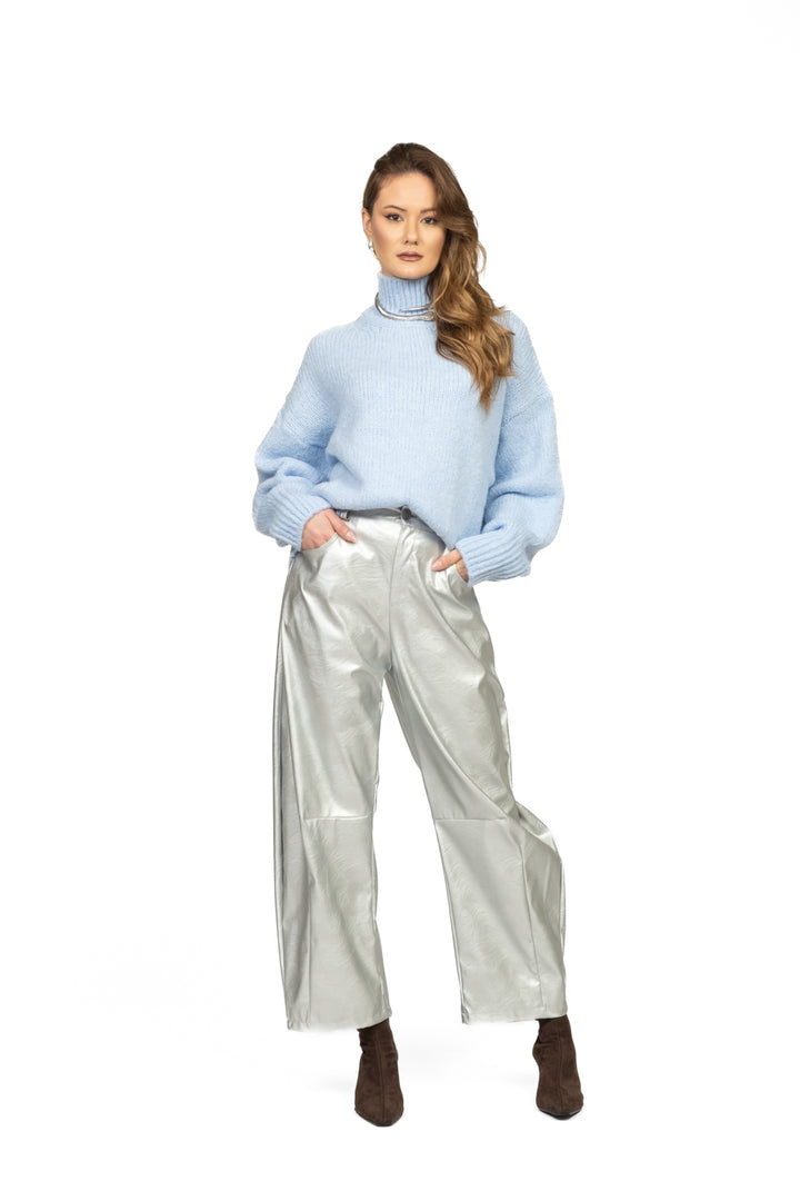 Vicolo - Pantalone barrel ecopelle laminato Art. TF2050