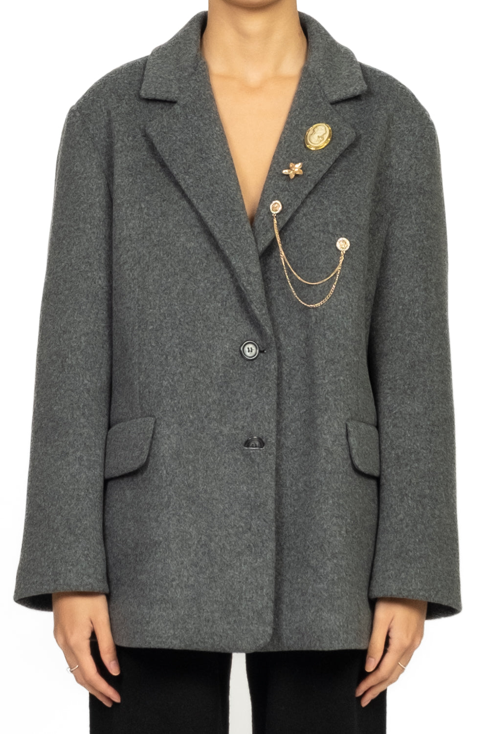 Vicolo - Giacca cappotto over con spille Art. TF2012