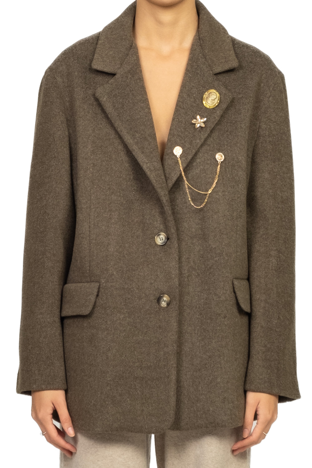 Vicolo - Giacca cappotto over con spille Art. TF2012