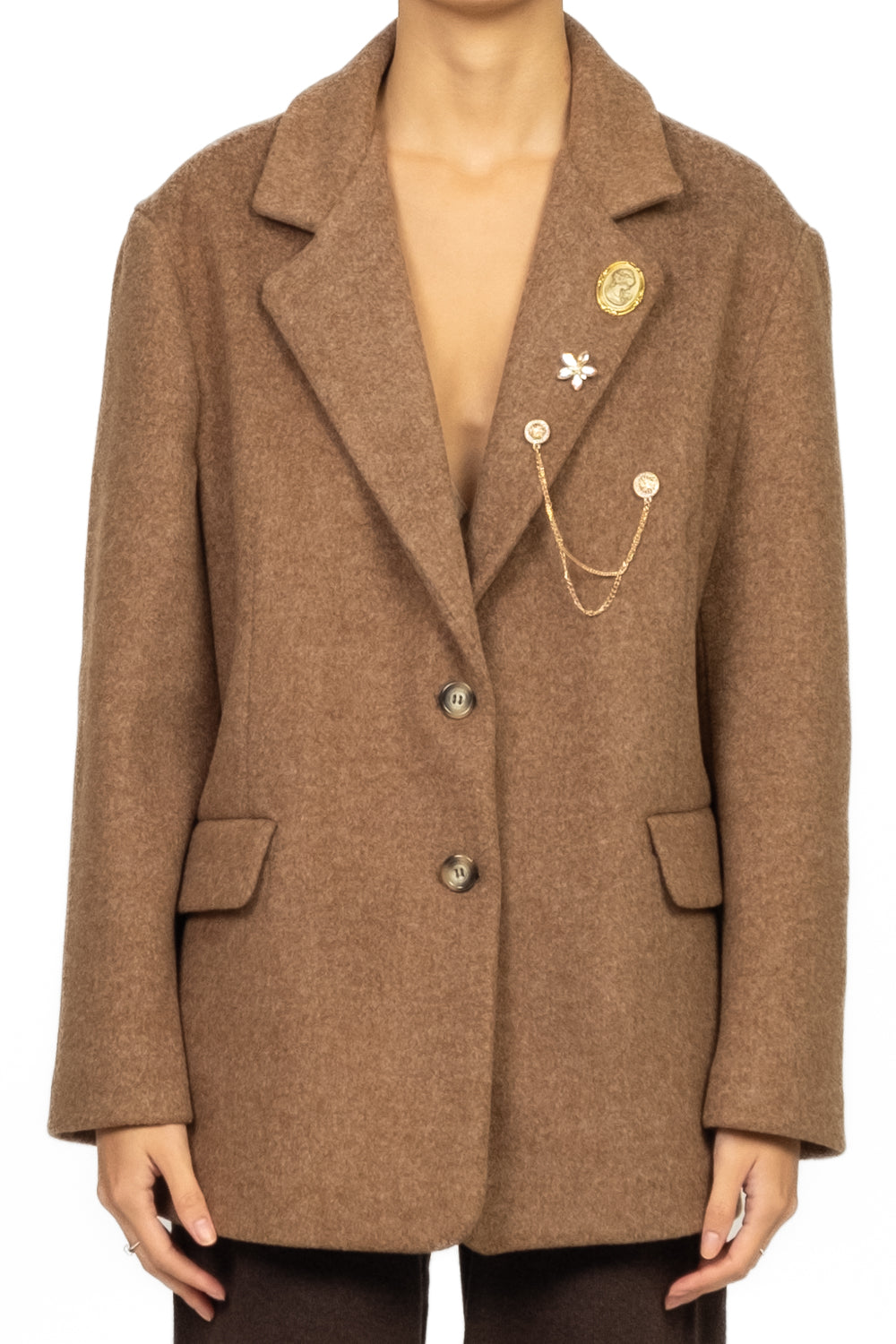 Vicolo - Giacca cappotto over con spille Art. TF2012